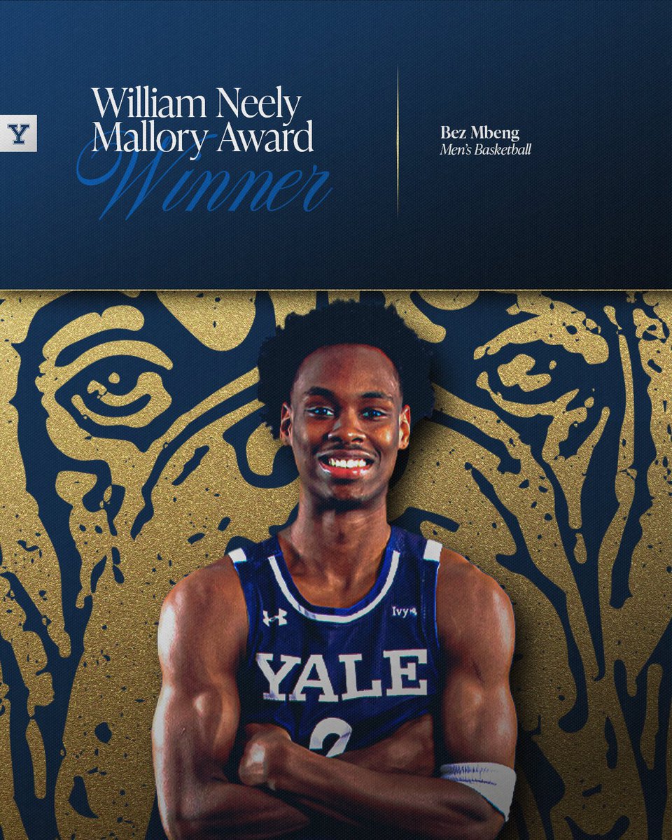 Yale Athletics (@yaleathletics) on Twitter photo Bez Mbeng of <a href="/YaleMBasketball/">Yale Men's Basketball</a> Wins William Neely Mallory Award as Top Male Athlete
🔗 t.ly/Se_21 | #ThisIsYale Bez Mbeng of <a href="/YaleMBasketball/">Yale Men's Basketball</a> Wins William Neely Mallory Award as Top Male Athlete
🔗 t.ly/Se_21 | #ThisIsYale