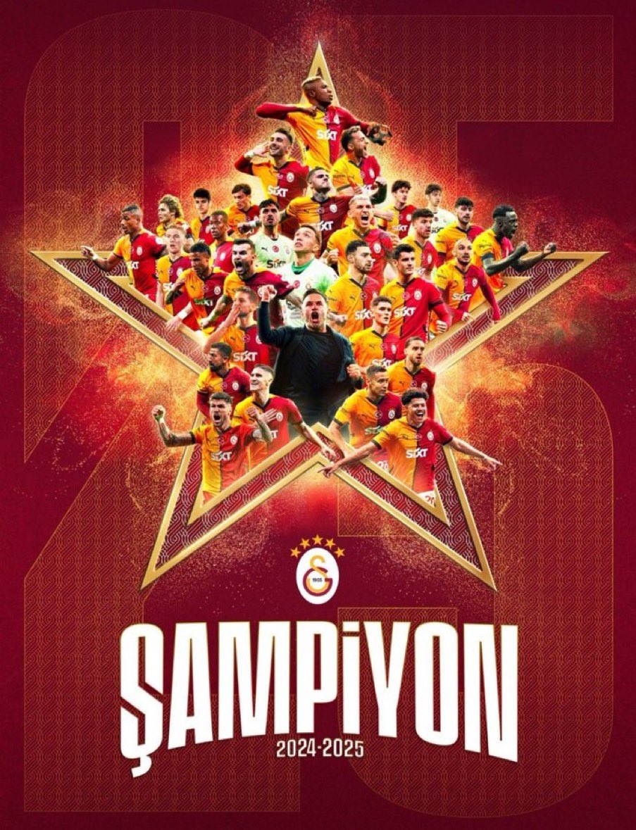 Şampiyonluğumuz ve 5. yıldızımız kutlu olsun 💛❤️

 #SampiyonGalatasaray
#Galatasaray