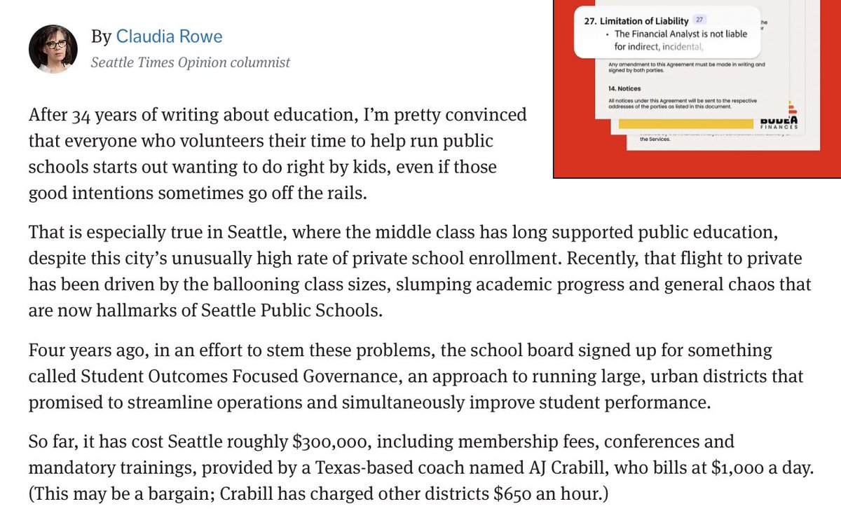DrDeMatt's tweet image. Let's see the #txlege go after this WASTEFUL SPENDING. We can't have TEA, friends of TEA, or districts pushing this hustle-reform waste in our public schools but that's what's happening in some TX districts. @MomsAGAbbott @GinaForAustin @TexasAFT
seattletimes.com/opinion/how-di…