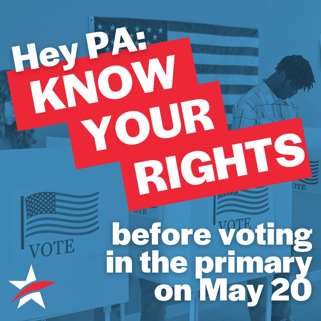 commoncausepa's tweet image. Hey Pennsylvania, know your voting rights before voting on May 20th! If you have any questions, call the 866-OUR-VOTE Hotline or check it out online at 866ourvote.org