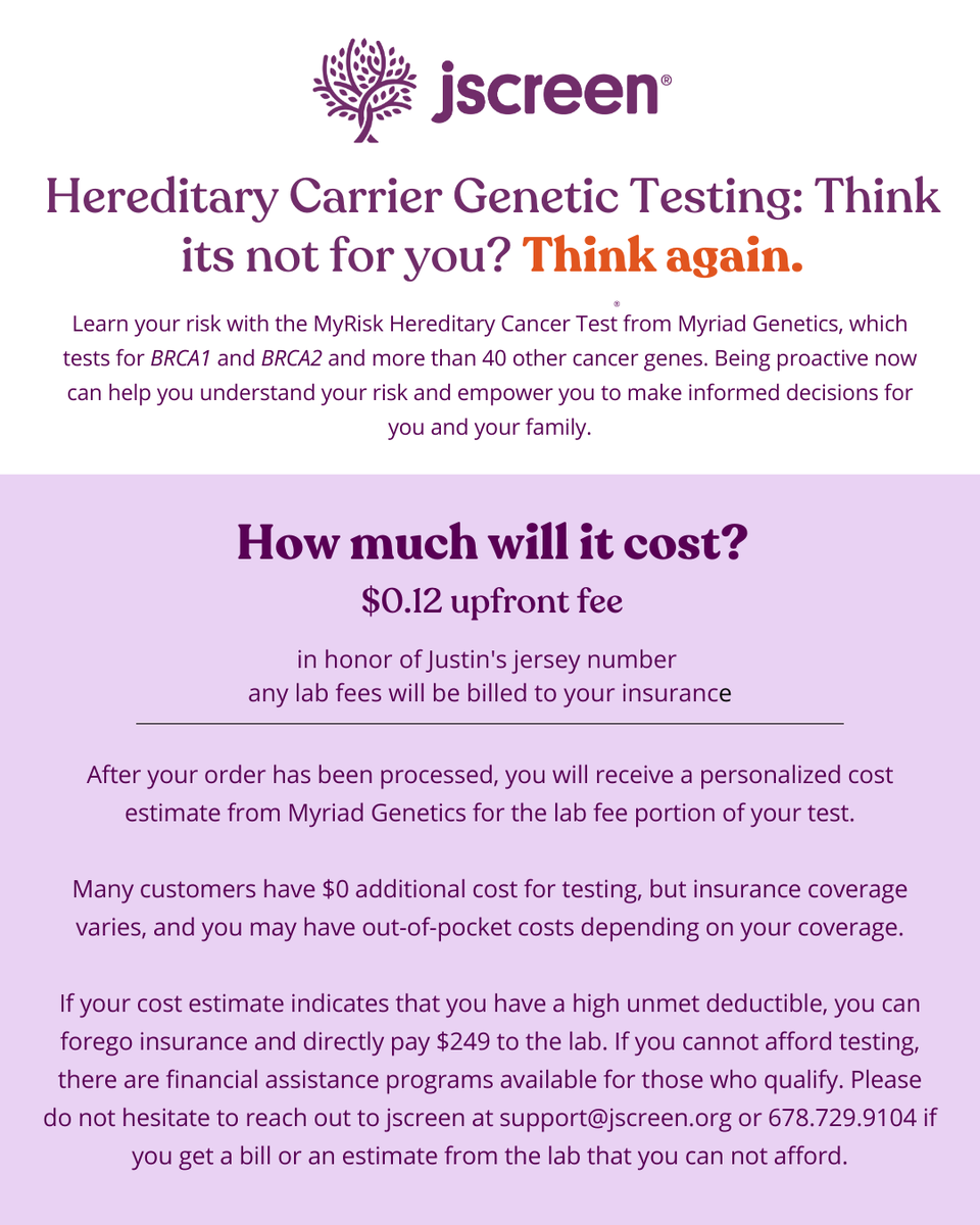 🧬 Know your risk. Early genetic testing could have saved Justin's life. Thanks to <a href="/MyJScreen/">jscreen</a> you can access on-site genetic testing at the 2025 AmazinGrace with a low upfront cost (just 12 cents!) Learn more below.