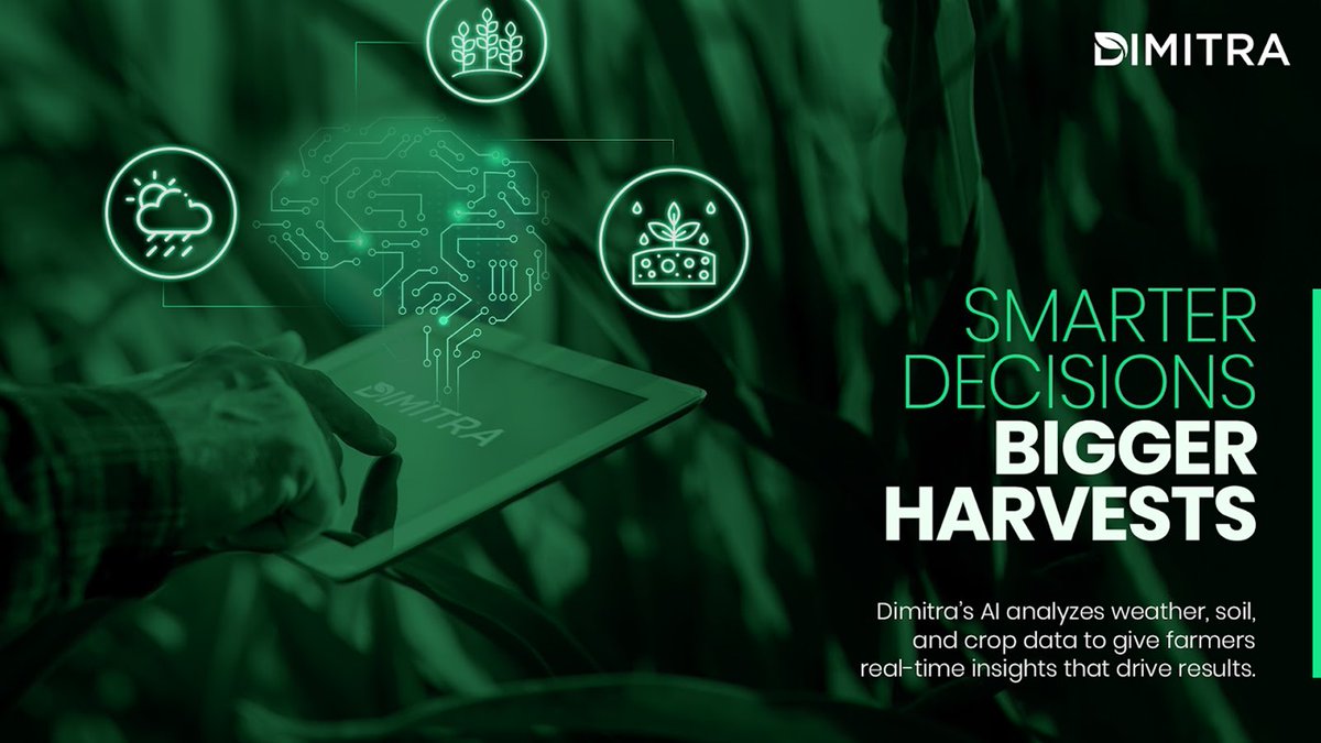 💡Smarter decisions, bigger harvests. Dimitra’s AI analyzes weather, soil, and crop data to give farmers real-time insights that drive results.

See more of our current use cases for AI in Agriculture here: youtube.com/watch?v=Uc3BiH…

$DMTR