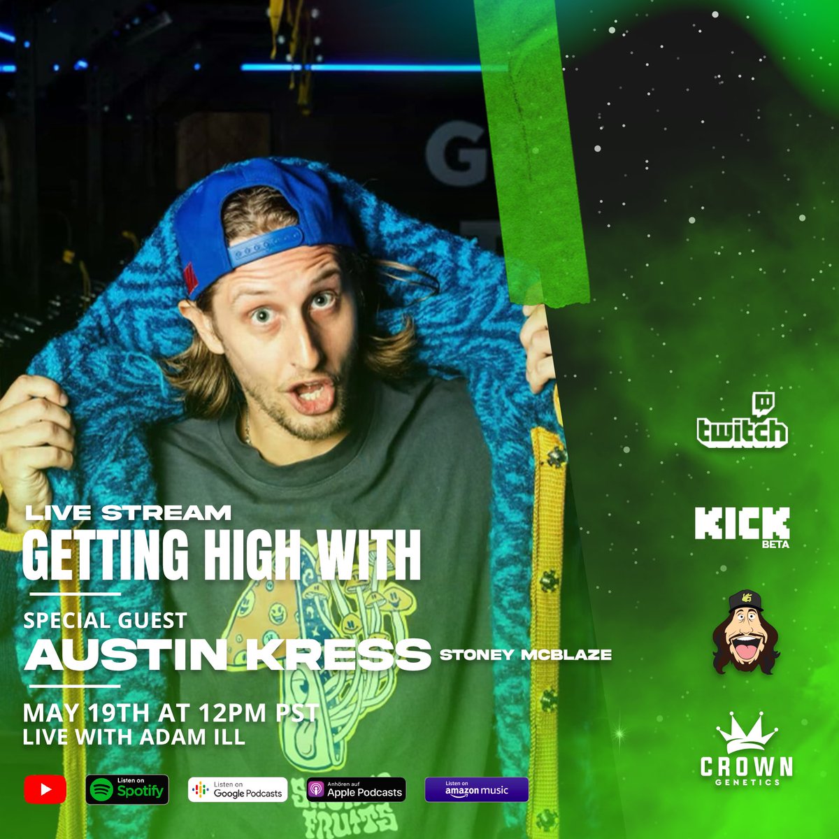 Adam ill (@gettinghighwith) on Twitter photo 🚨 NEW EPISODE ALERT 🚨
This week on The Getting High With Show, we’re sitting down with comedian Austin Kress ,the man behind <a href="/stoneymcblaze/">AustinisaJoke</a>. 🎤💨
We will talk comedy, sobriety, stoner stereotypes, and so much more. You already know it’s gonna be litty.
🔥 Tune in, light up, 🚨 NEW EPISODE ALERT 🚨
This week on The Getting High With Show, we’re sitting down with comedian Austin Kress ,the man behind <a href="/stoneymcblaze/">AustinisaJoke</a>. 🎤💨
We will talk comedy, sobriety, stoner stereotypes, and so much more. You already know it’s gonna be litty.
🔥 Tune in, light up,