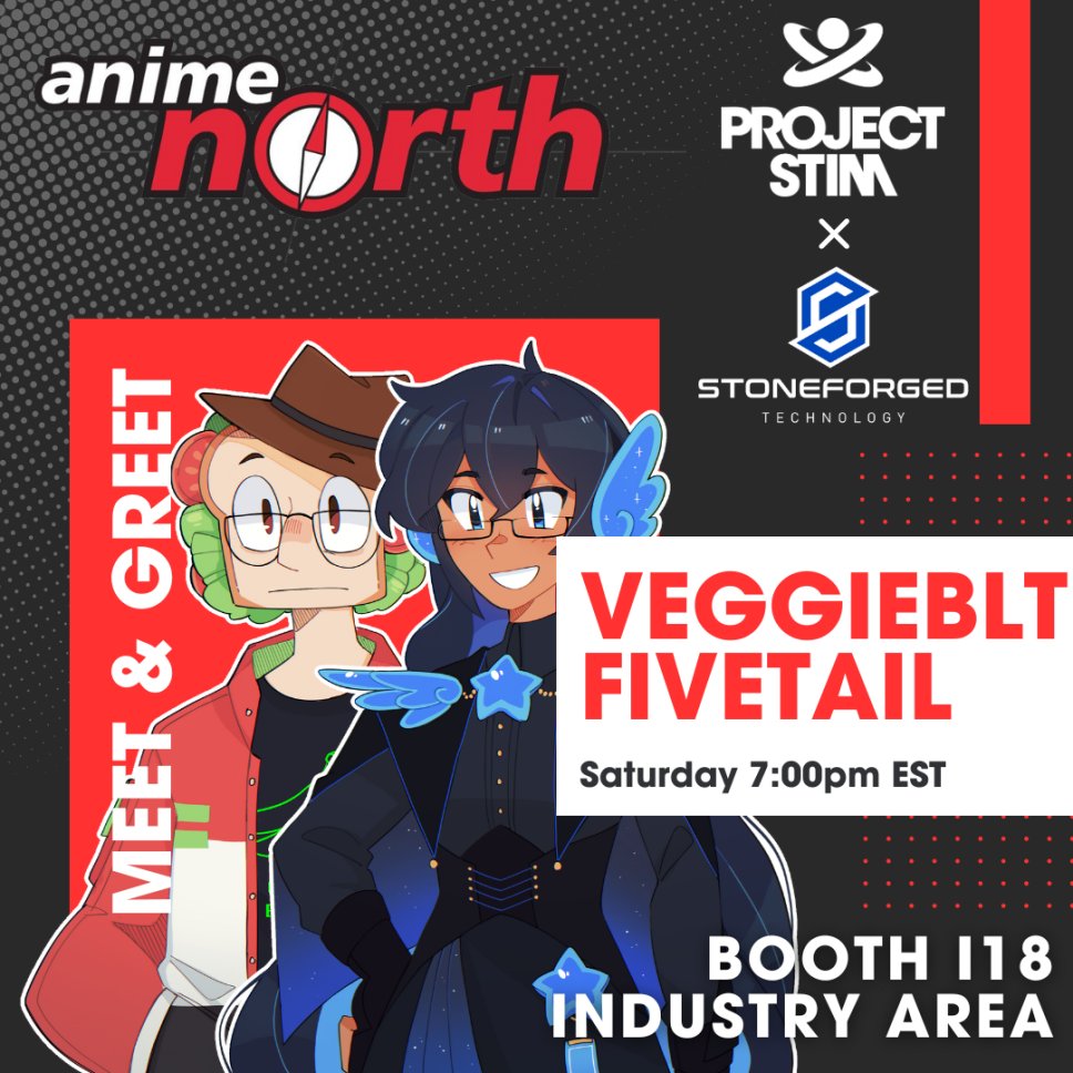 We are extremely honoured to announce we've been invited to do a VIRTUAL meet and greet at <a href="/PROJECT_STIM/">PROJECT STIM</a> and <a href="/StoneforgedT/">Stoneforged Technology</a>'s Anime North booth!

When: Saturday, May 24, 16:00 PST / 19:00 EST
Where: Booth I18 (Industry Area)

Hope to chat with some of you there!!