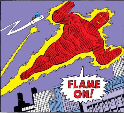 Seagull_Comics's tweet photo. The way the fire emphasizes the lines on the suit to emulate how Kirby drew him AHHHHHHHHHH https://t.co/9GznVHyZSt