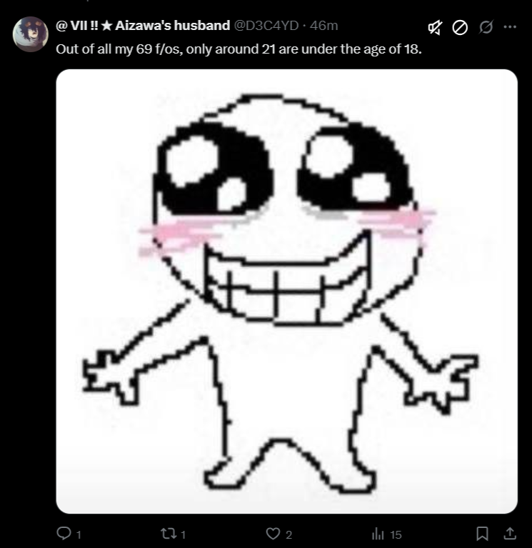 tomophobiclyre's tweet photo. @MiniMinas Watch them try to say VII is a pedophile because of this psot https://t.co/BfyIstXJnb