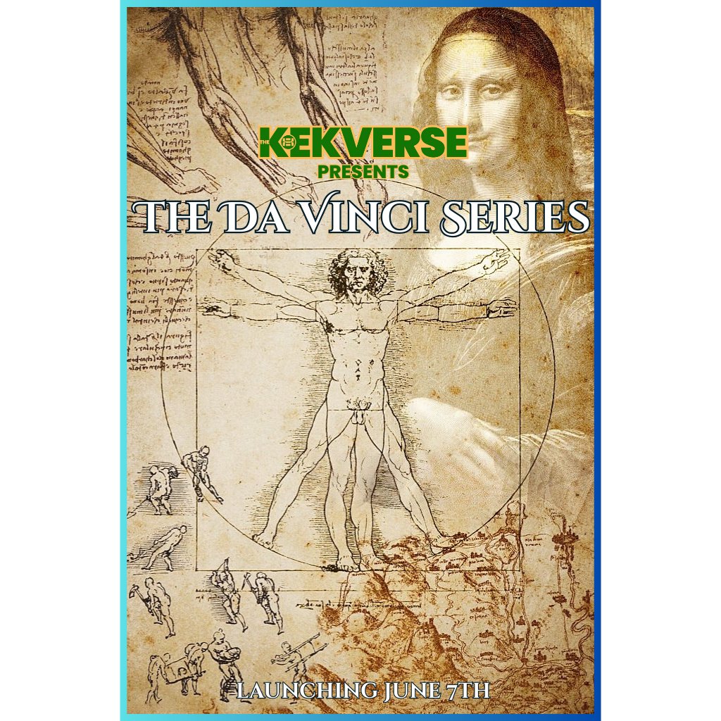TheKEKVERSE's tweet photo. Excited to announce the release The Da Vinci Series launching June 7th!

KEKVERSE is celebrating the famous artist Leonardo Da Vinci by fractionalizing a unique piece that incorporates several works by Leonardo.

The artwork will be broken up into 24 Fragments with 4 rarities. Diamond, Gold, Silver, Bronze.
