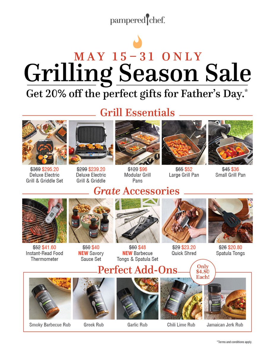 MimiDarnellTPCC's tweet photo. 🔥 Grill, Baby, Grill! 🔥
It's Grilling Season, and Pampered Chef is turning up the heat!
From May 15–31 ONLY, score 20% OFF the perfect Father’s Day gifts! 👨‍🍳💪Order now to get in time! 
Order Here:
https://t.co/5qSVcloaUq

#grilling #summer #fatherday #fathersdaygifts https://t.co/xYSDIXOmuu