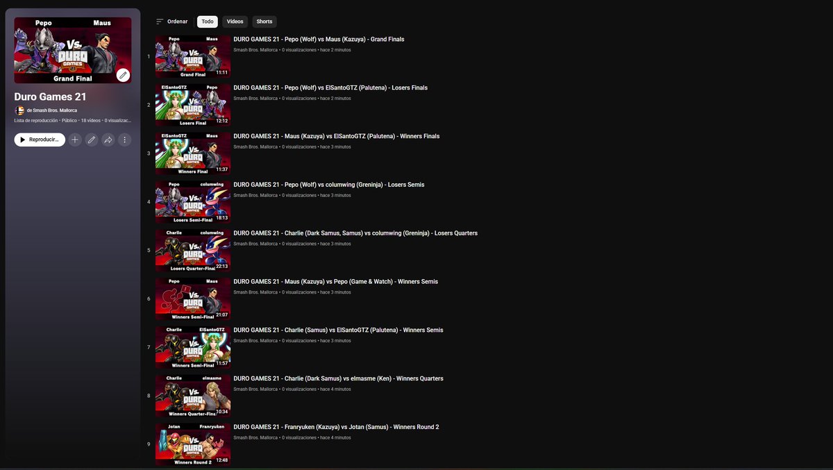 ¡Ya teneis los VODs del Duro Games 21 subidos en nuestro canal de YouTube! 

Enlace de la lista de reproducción del torneo: youtube.com/playlist?list=…