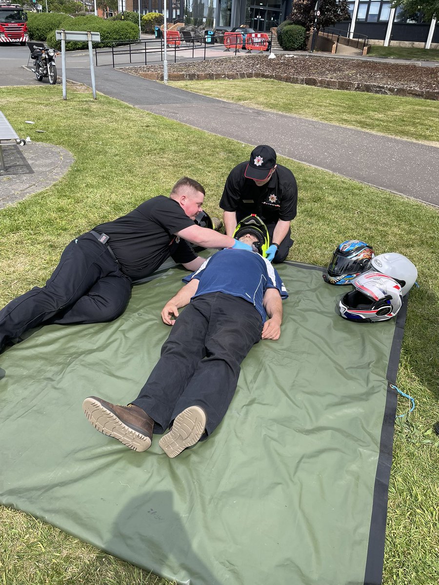 Ayr On-Call unit attended <a href="/AyrshireRoads/">Ayrshire Roads Alliance</a> Biker Refinement event at Ayr College today to provide safe helmet removal demonstrations <a href="/Scotfire_ENSA/">SFRS East, North and South Ayrshire</a>