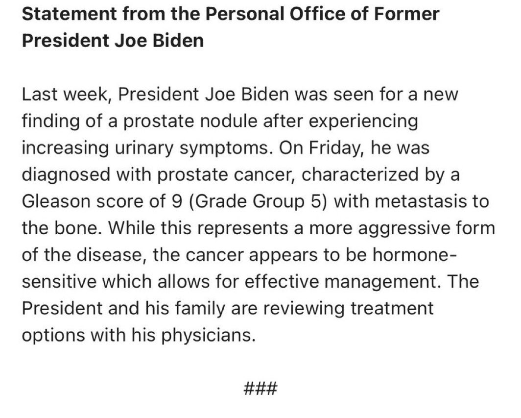 DidJosephDie's tweet image. Joe Biden has been diagnosed with an aggressive form of prostate cancer.