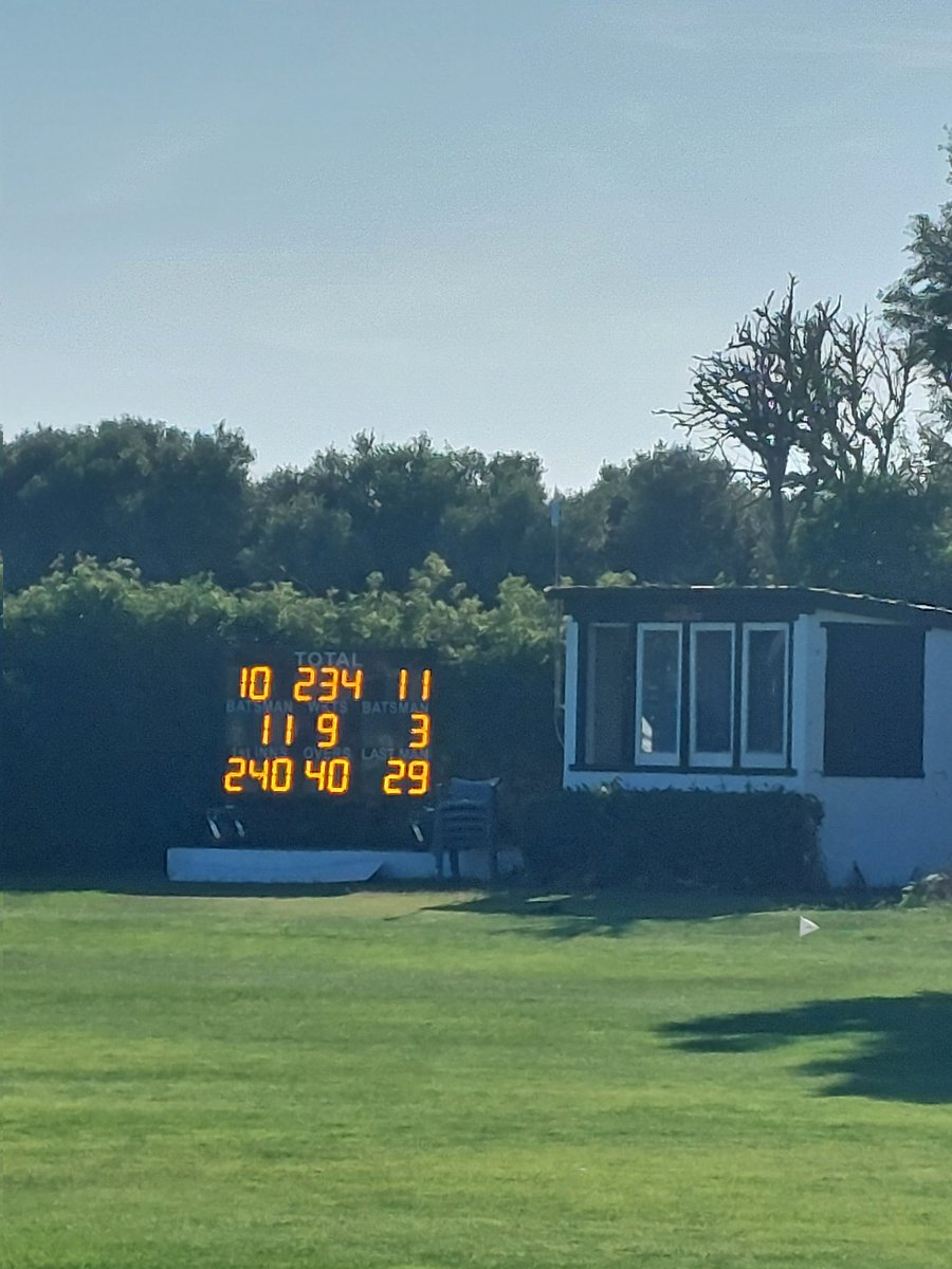 SATURDAY RESULT: (40 overs)

BAC 1-11: 240-9
A. Dewes 53, E. Taylor 49, 
J. Bacon 45
J. Hagger 3-41

Menorca: 234-9
A. Cockroft 72. K. Cooper 47, 
T. Cotton 41
J. Bacon 4-42, A. Dewes 3-29

menorca.play-cricket.com/website/result…