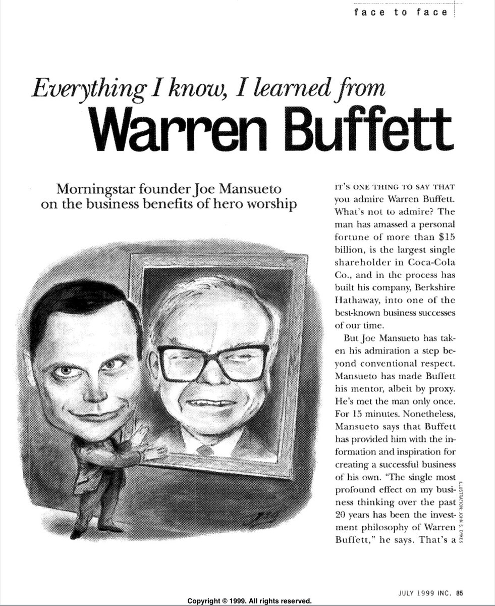 thebigideas_'s tweet image. Everything I know, I learned from Warren Buffett

Amazing interview with the founder of Morningstar
