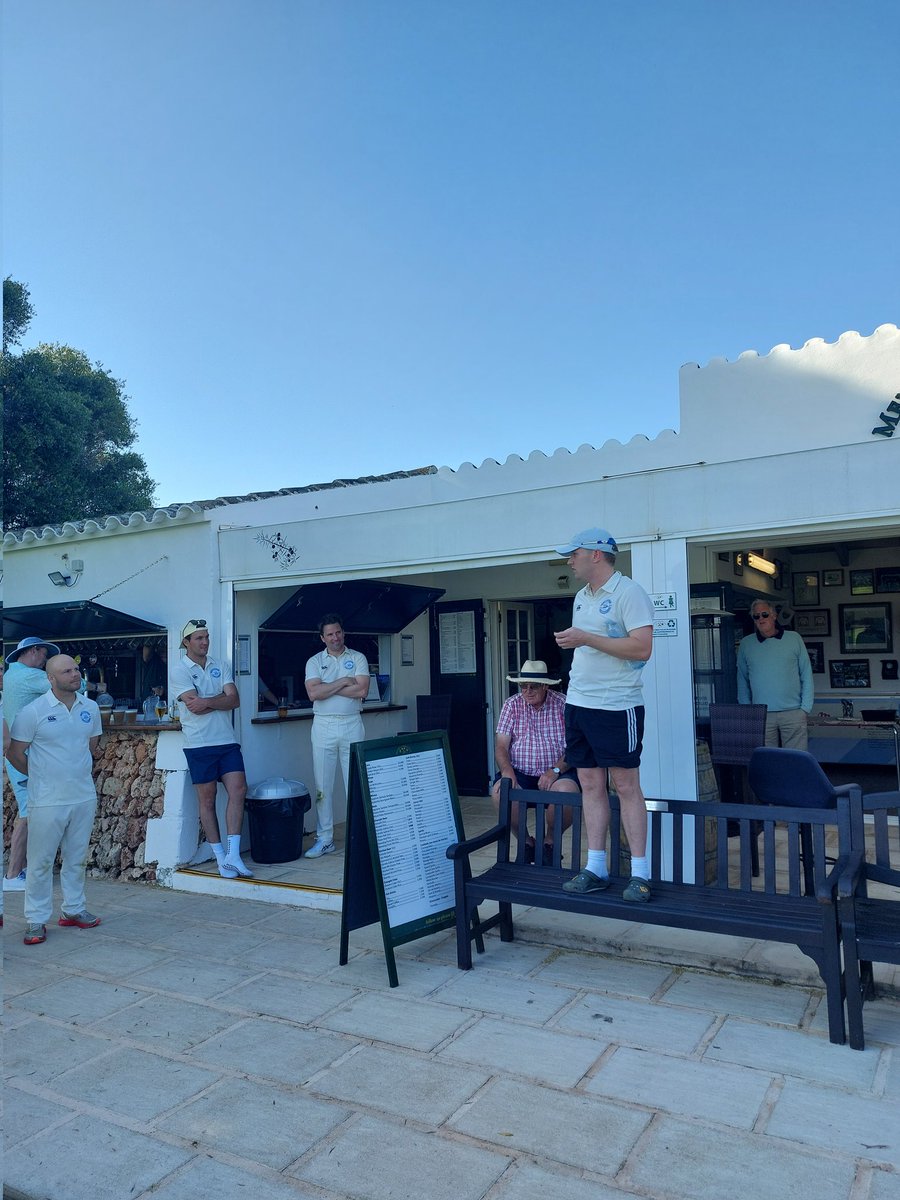 SUNDAY RESULT: (40 overs)

BAC 1-11: 285-8
A. Dewes 103*, C. Hollingworth 75, 
D. Kaur 3-62

Menorca: 133ao
J. Brayne 31
A. Walker 6-24

menorca.play-cricket.com/website/result…