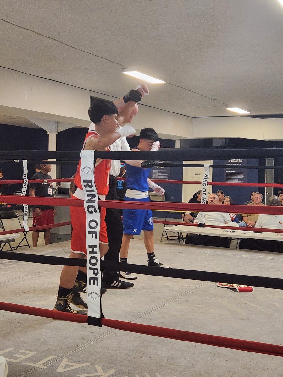 Eriberto just won his championship bout at the Ring of Hope's All Smoke in the South tournament. Congratulations on his victory.