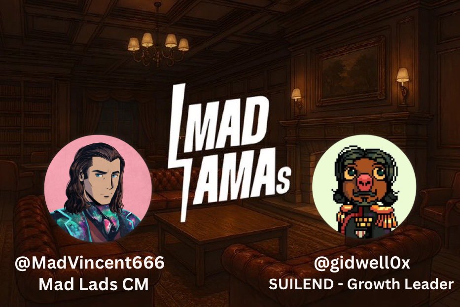 🚨 LEGENDARY MAD AMA - MAY 19th 🚨

We’re going live with <a href="/gidwell0x/">Gidwell</a>,  $SEND Growth Lead <a href="/suilendprotocol/">Suilend</a> 
🗓 May 19
🕐 1PM CEST / 8PM Japan Time
📍 Mad Lads Discord

Topics:
– $10K SEND rewards campaign
– SUI ecosystem breakdown
– <a href="/rootlets_nft/">Rootlets</a> NFT (🐽 degen pixel art ftw)
–
