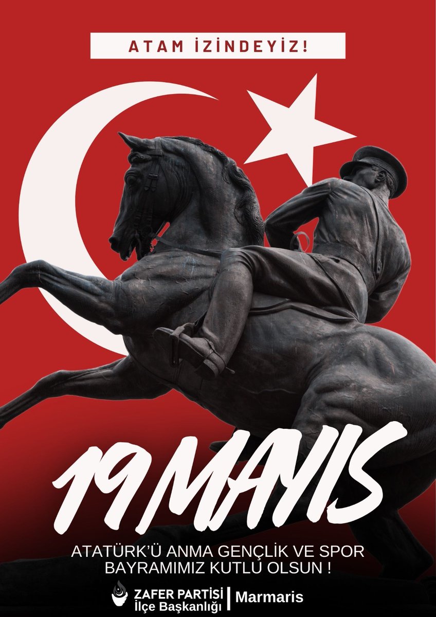 "1919 yılı Mayıs ayının 19'uncu günü Samsun'a çıktım."
Gazi Mustafa Kemal Atatürk

19 Mayıs Atatürk'ü Anma Gençlik ve Spor Bayramı'mız bütün Türklere kutlu olsun.
Anadolu'nun vatan kalması için can veren bütün şehitlerimizin emeği geçen bütün gazilerimizin aziz ruhları şad olsun.