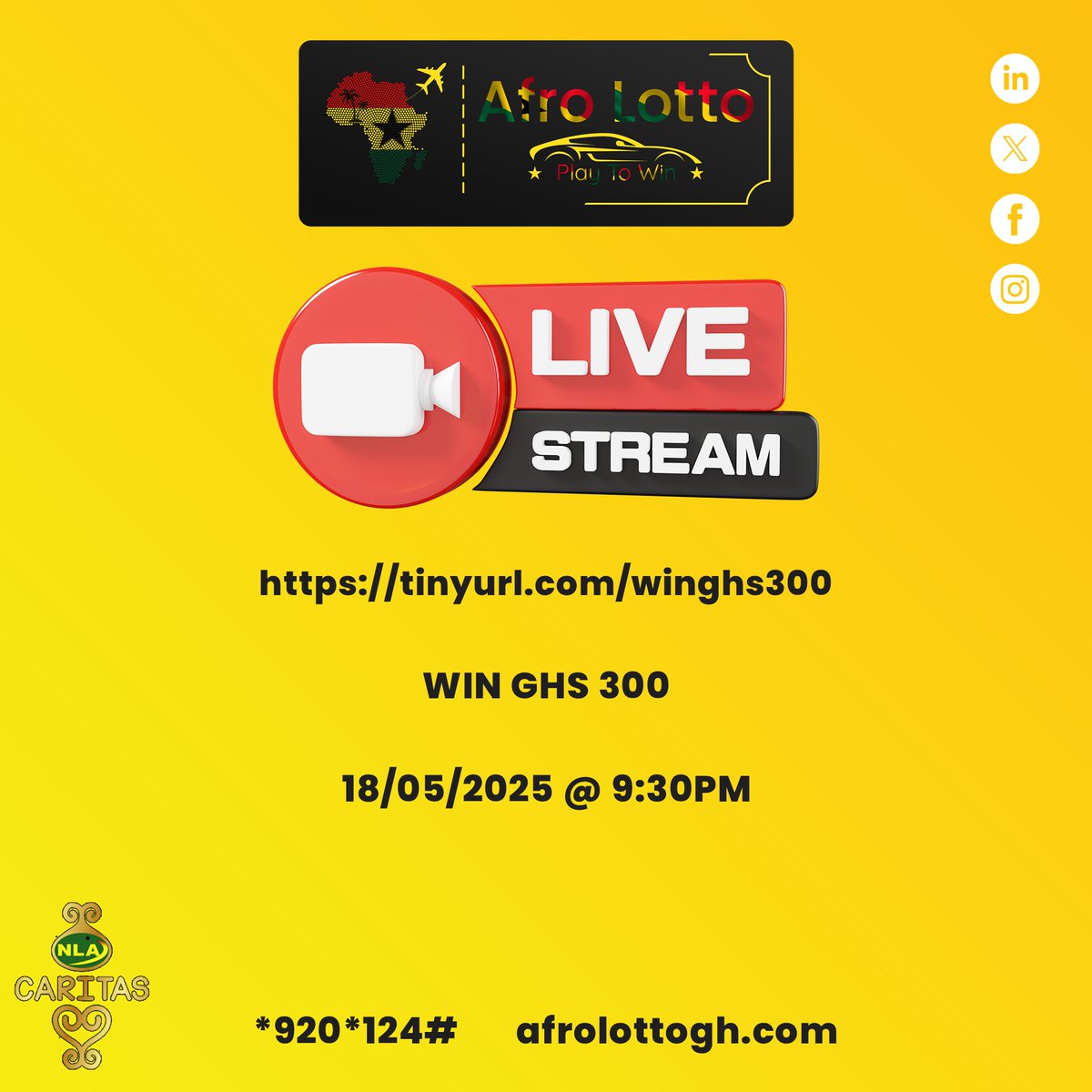 afrolottogh's tweet image. 🎉💸 TODAY’S THE DAY! 💸🎉
The GHS 300 RAFFLE ends tonight!

Join us LIVE at 9:30 PM for the big draw and find out who’s taking home the cash! 🤑💥

🎥 Watch it here 👉 tinyurl.com/winghs300

Fingers crossed — it could be YOU! 🤞🔥
#AfroLotto #LiveDraw #WinBig #GHS300Raffle