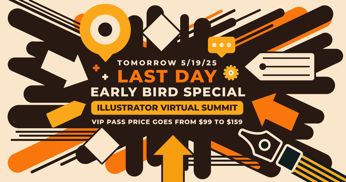 How2GraphDesign's tweet image. LAST CHANCE to get Early Bird pricing on the VIP pass at the Illustrator Virtual Summit! alarkina.krtra.com/t/WVHs0dBhJzdT