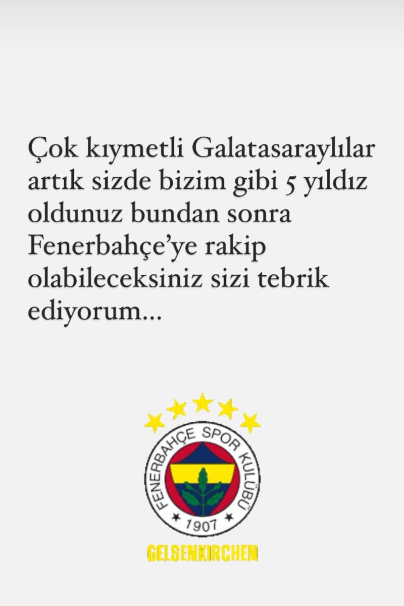 #GalatasaraySK tebrik ediyorum artık sizde bizim gibi 5 yıldız oldunuz …