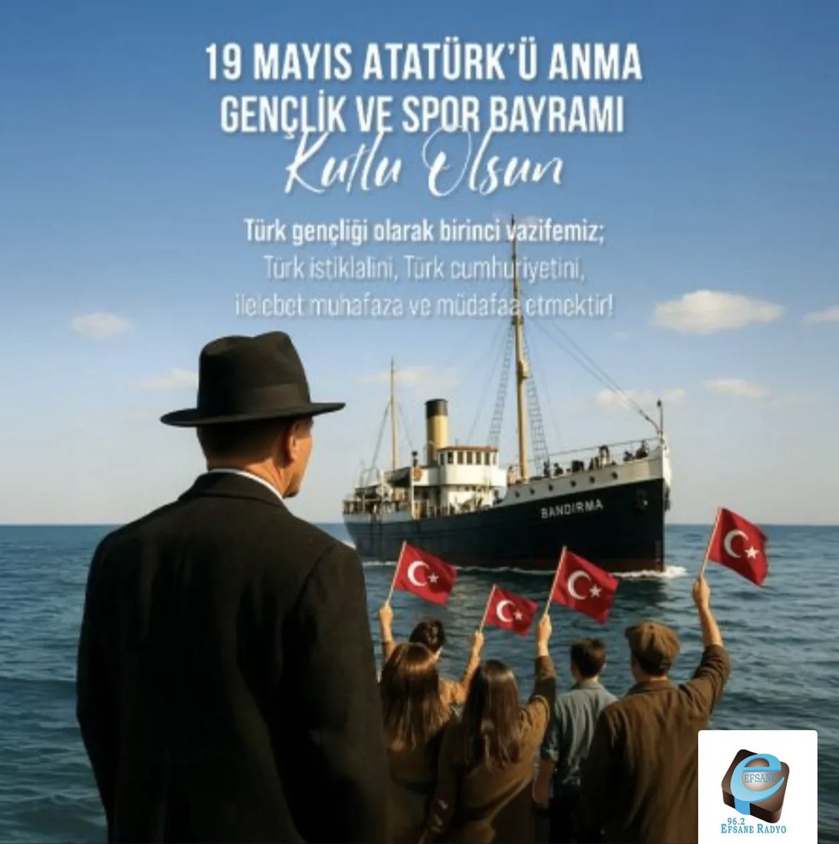 #19MayısAtatürküAnmaGençlikveSporBayramıkutluolsun
#Atatürk
#19Mayıs1919
<a href="/AhmetDuranCag/">Ahmet Duran Çağ 🇹🇷</a> <a href="/rifat_soylemez/">Rifat Söylemez</a> <a href="/aliyegultekin/">Aliye gultekin</a> <a href="/TanerTalas/">Taner Talaş</a>  <a href="/Bulent_talas/">Bülent Talaş</a> 
<a href="/01_radyo/">EFSANE RADYO</a> <a href="/krktdbn01/">korkut Daban</a>