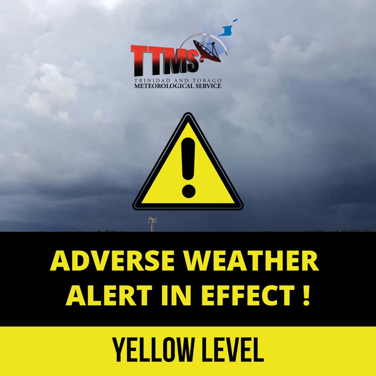 TTMetOffice's tweet photo. Adverse Weather Alert #3 - Yellow Level
https://t.co/gmzlfx10ov https://t.co/aQ48sgQPDV