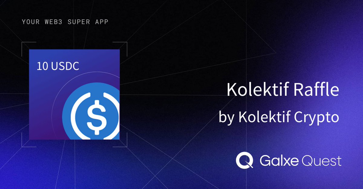 Kolektif Raffle!

Support Kolektif Space on <a href="/Galxe/">Galxe</a> and get a chance to win $10.

app.galxe.com/quest/VZqkvnfD…