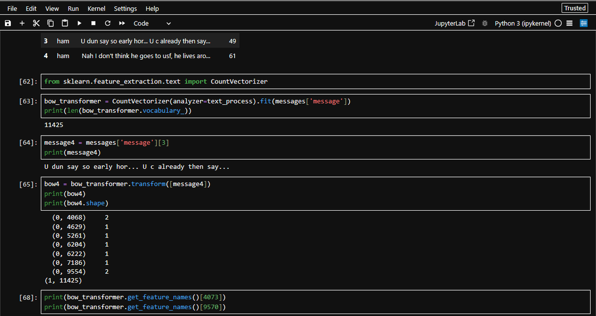hellodamilare's tweet photo. #Day12 of #100DaysOfCode
I continued working on Natural Language Processing today , making more progress with data cleaning and message analysis.
I’ll continue with more NLP tasks tomorrow.
Happy Sunday! 🌞
#Python #NLP #DataScience #MachineLearning #100DaysChallenge #FUTAkure https://t.co/GxbBD2ANiD