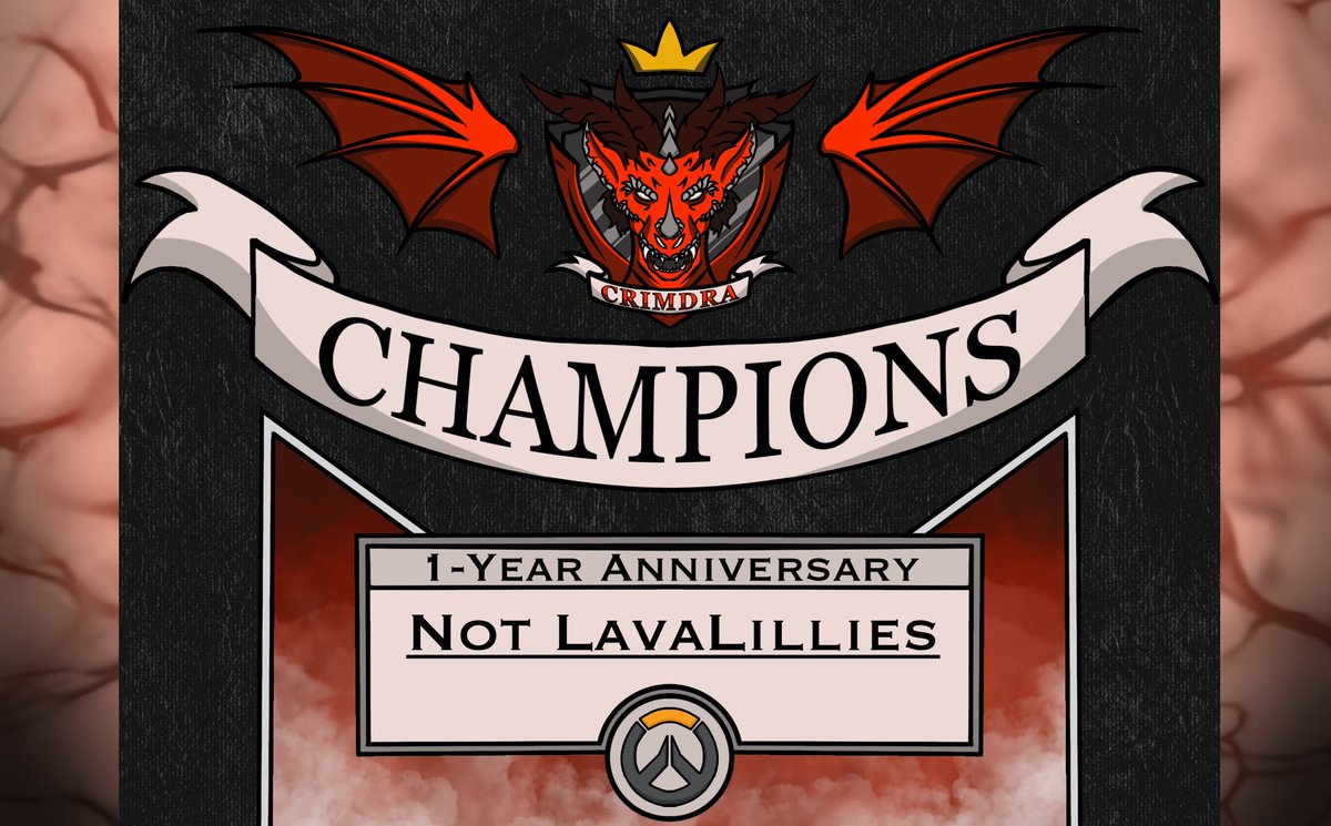 Our 1-Year Anniversary is officially wrapped up! 🐉

Congratulations to our champions: Not LavaLillies! 🎉

Special mention to our top 3:
🥇- Not LavaLillies
🥈- Monarch mx
🥉- Kennel Club

Thank you to all teams for participating in our first tournament! ❤️
#Crimdra #Overwatch2