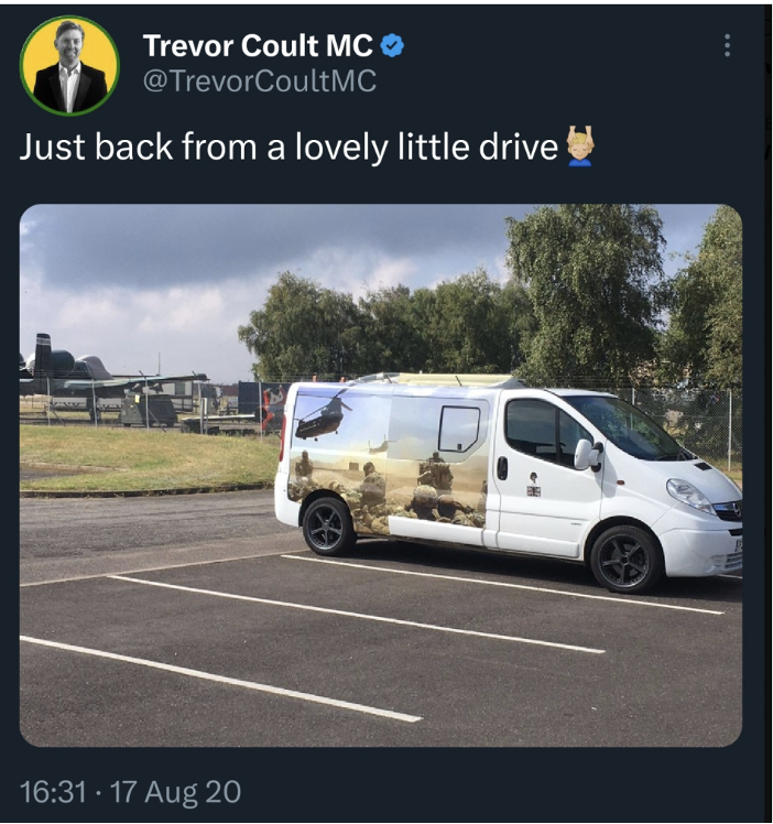 rstrok71's tweet photo. Trevor Coult is being blamed for taking paypal $ for graham hesketh's funeral? say it isn't so! is this the new scam- like the #scamvan used for family trips rather than to visit #veterans? who does that-go fund me/pay pay to pay for the funeral/burial costs by 2 lying grifters. https://t.co/T6xqPptHhG