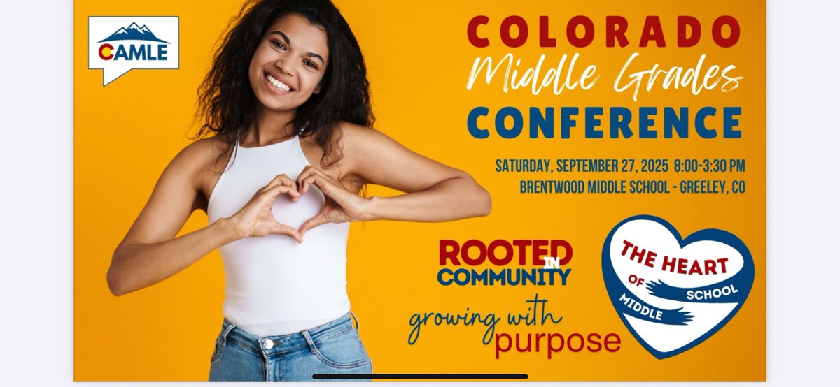 This September!!!
Join MS educators from across the state at the 2025 CAMLE Conference on Saturday, 9/27 at Brentwood MS in Greeley, CO!

Early bird registration is open until 5/31 ⬇️

camle.wildapricot.org/page-18308