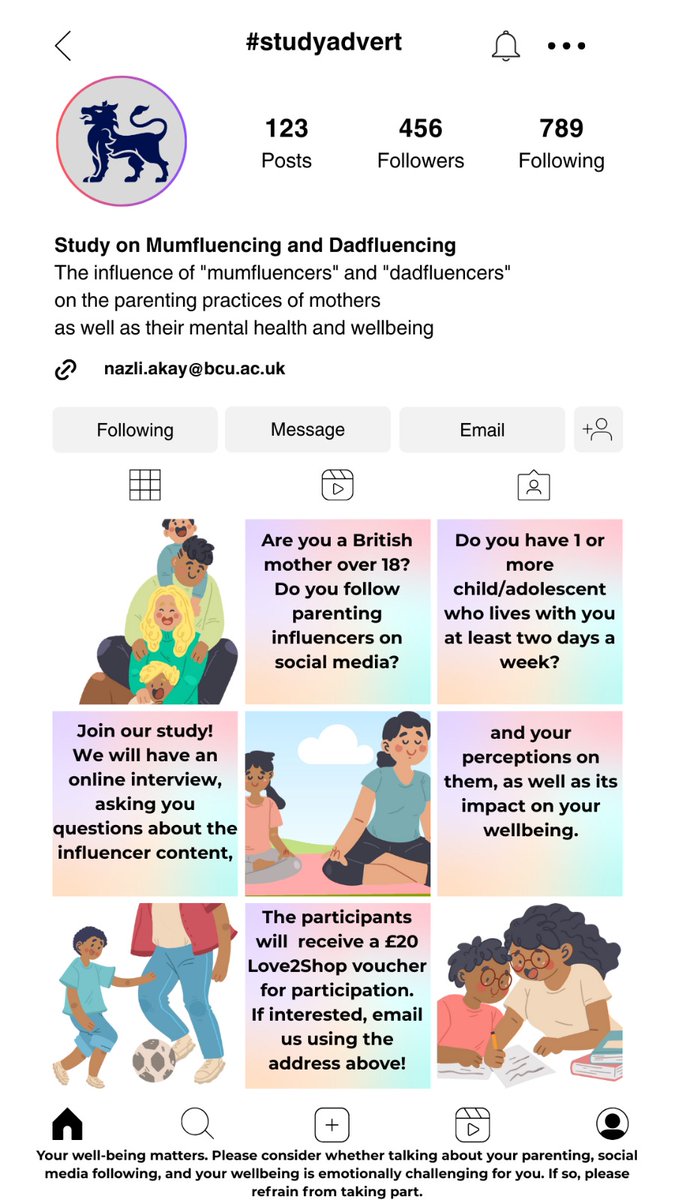 New study alert!
UK #mothers, email me or reach me through here if you are open to have a chat about the mum/dadfluencers that you follow. You can receive a £20 voucher for your participation. See the advert for more information: