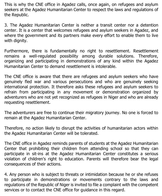 David Yambio (@davidyambio) on Twitter photo I do not know what to say, but this is a serious threat if it is indeed coming from the Nigerien authorities. I have lived in refugee camps since I was two months old, and I can recognize the wording here as that of <a href="/UNHCRNiger/">UNHCR Niger</a>.
@RefugeesNiger is addressing the international I do not know what to say, but this is a serious threat if it is indeed coming from the Nigerien authorities. I have lived in refugee camps since I was two months old, and I can recognize the wording here as that of <a href="/UNHCRNiger/">UNHCR Niger</a>.
@RefugeesNiger is addressing the international