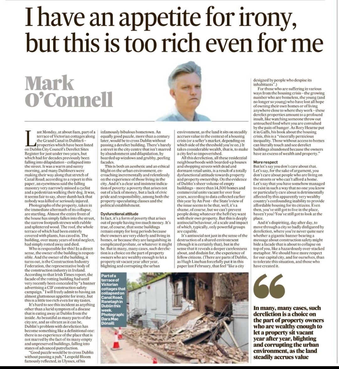 Gerry Crilly (@gerrycrilly) on Twitter photo "All this dereliction, all these residential neighbourhoods with boarded-up houses and shopping streets with dead and dormant retail units, is a result of a totally dysfunctional attitude towards property and property ownership."
<a href="/anoisagency/">anois/ffud</a> #VacantIreland #DerelictIreland "All this dereliction, all these residential neighbourhoods with boarded-up houses and shopping streets with dead and dormant retail units, is a result of a totally dysfunctional attitude towards property and property ownership."
<a href="/anoisagency/">anois/ffud</a> #VacantIreland #DerelictIreland