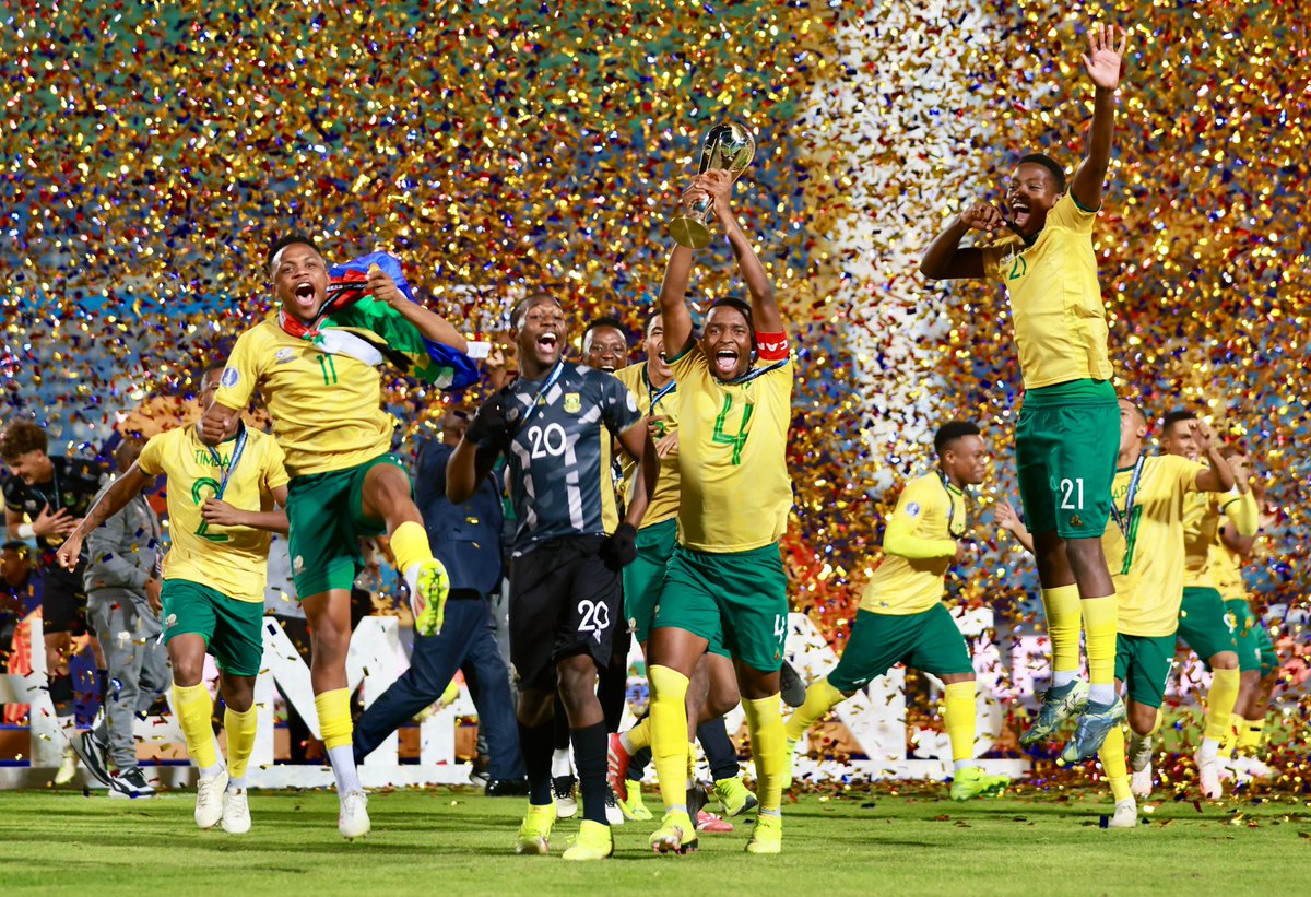 CAF_Online's tweet photo. The feeling of success? captured. 📸🇿🇦

#TotalEnergiesAFCONU20 https://t.co/5DQyxV2tYl