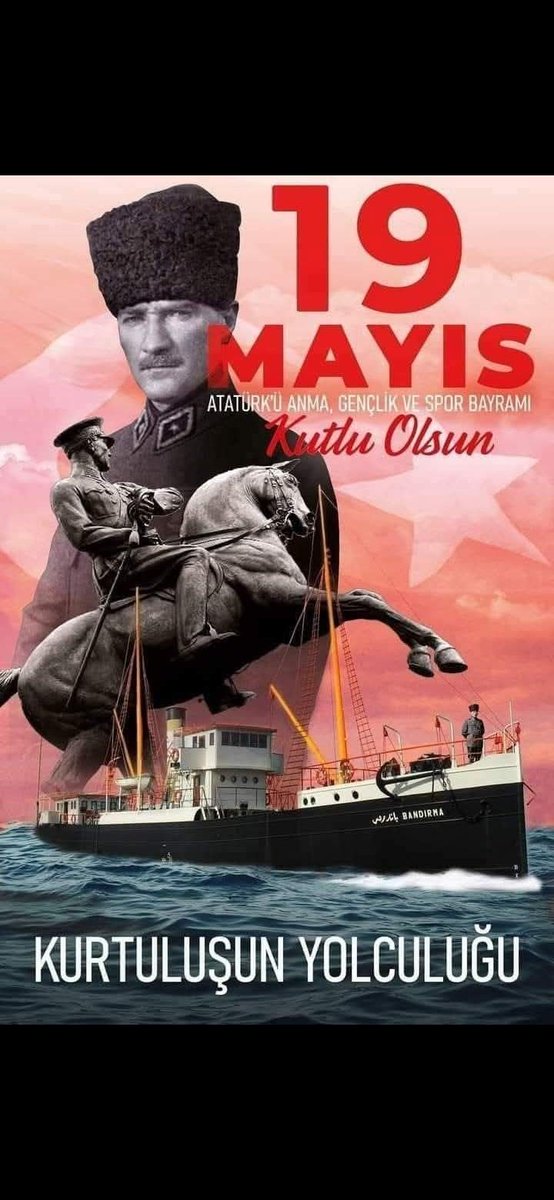 Kurtuluş savasini başlatmak icin samsun a  giden , M.kemal Atatürk ve  arkadaşlarini saygiyla  aniyorum. Hemen ardindan  sivas ve  erzurum kongreleriyle  mücadelimizin ateşini yakmişlardir.
 #19Mayıs1919