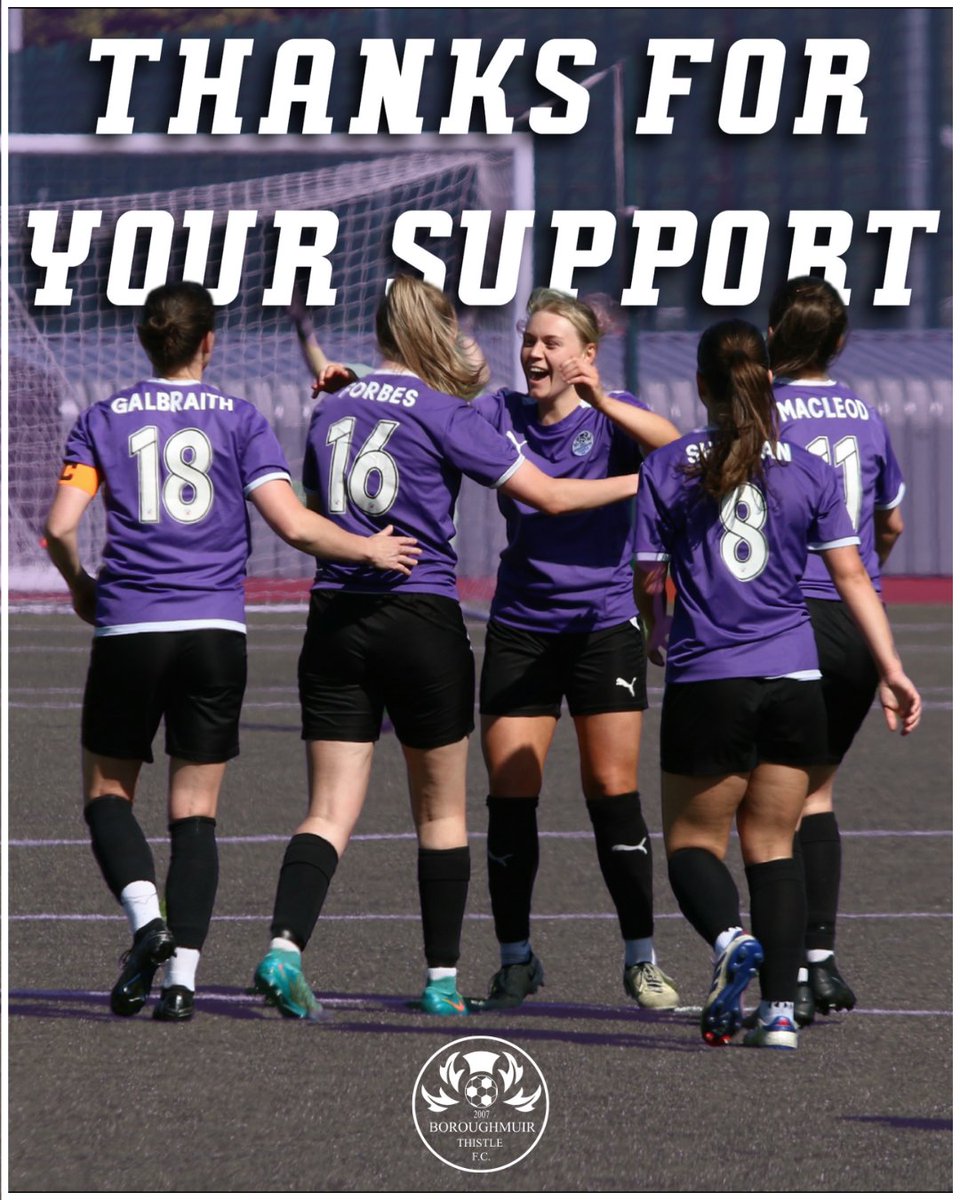📢 Thank you for your support throughout the season, Thistle fans!

Your continued backing is greatly appreciated by all players &amp; staff here at Boroughmuir 👏 

#BTFC 🟣