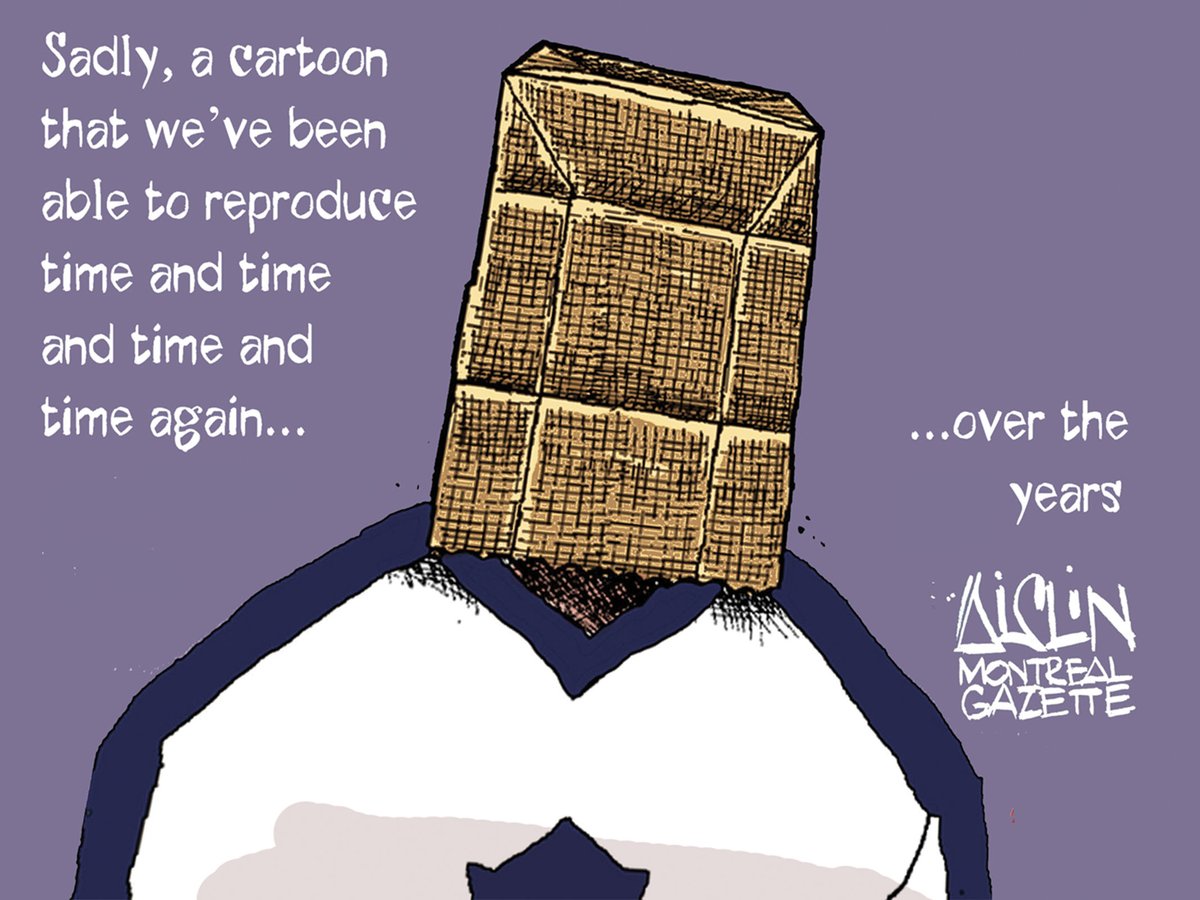 TerryMosher1's tweet image. Aislin Tuesday #MontrealGazette editorial page cartoon on #TorontoMapleLeafs folding. Again.
