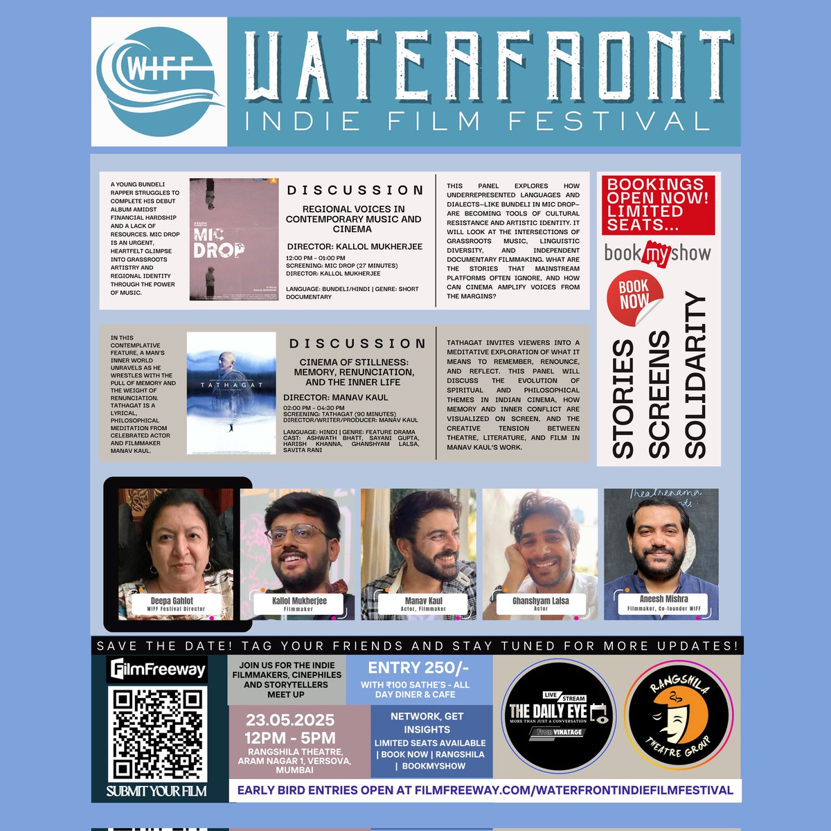 WIFF MUMBAI (@wiffmumbai) on Twitter photo STORIES | SCREENS | SOLIDARITY
WIFF Pre-Festival Screening 🎥
May 23, 12–4 PM | Rangshila Theatre
🎞 Mic Drop + Tathagat
Tickets ₹250
<a href="/deepagahlot/">Deepa Gahlot</a> <a href="/manavkaul/">manav kaul</a>
<a href="/shantanuraychau/">shantanuraychaudhuri</a> <a href="/TheDailyEye/">The Daily Eye</a> <a href="/rangshila/">Rangshila Theatre</a> <a href="/avneeshmishra01/">Avnish Mishra</a> <a href="/sanjaymishra/">SANJAY MISHRA</a> <a href="/amitbehl1/">amit behl</a>
@BookMyShow
#WIFF2025 STORIES | SCREENS | SOLIDARITY
WIFF Pre-Festival Screening 🎥
May 23, 12–4 PM | Rangshila Theatre
🎞 Mic Drop + Tathagat
Tickets ₹250
<a href="/deepagahlot/">Deepa Gahlot</a> <a href="/manavkaul/">manav kaul</a>
<a href="/shantanuraychau/">shantanuraychaudhuri</a> <a href="/TheDailyEye/">The Daily Eye</a> <a href="/rangshila/">Rangshila Theatre</a> <a href="/avneeshmishra01/">Avnish Mishra</a> <a href="/sanjaymishra/">SANJAY MISHRA</a> <a href="/amitbehl1/">amit behl</a>
@BookMyShow
#WIFF2025