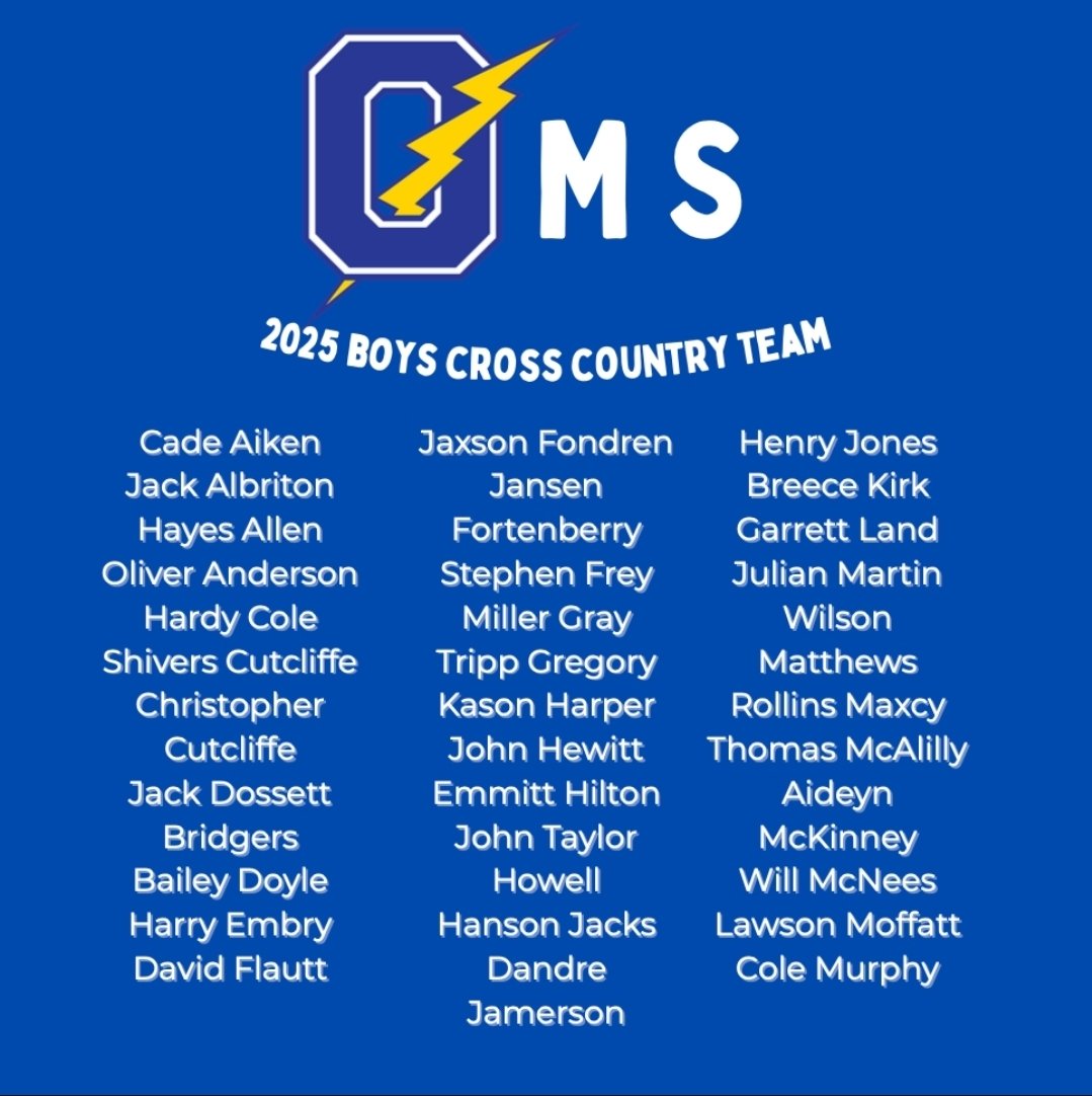 OxfordChargerXC's tweet image. 2025 - 2026 OMS Boys Cross Country Team! ⚡⚡⚡
