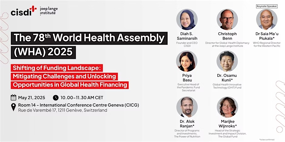 The Pandemic Fund (@pandemic_fund) on Twitter photo 📣 Don’t miss <a href="/PriyaBasu2017/">Priya Basu</a> speaking at the #WHA78 side event “Shifting the Funding Landscape,” hosted by @cisdi_ID, where she’ll highlight how catalytic financing can unlock stronger, more equitable health systems.
🗓️ May 21 | đź•™ 10:00–11:30 | 📍 CICG GenevaÂ
💡 #WBGMeetings 📣 Don’t miss <a href="/PriyaBasu2017/">Priya Basu</a> speaking at the #WHA78 side event “Shifting the Funding Landscape,” hosted by @cisdi_ID, where she’ll highlight how catalytic financing can unlock stronger, more equitable health systems.
🗓️ May 21 | đź•™ 10:00–11:30 | 📍 CICG GenevaÂ
đź’ˇ #WBGMeetings