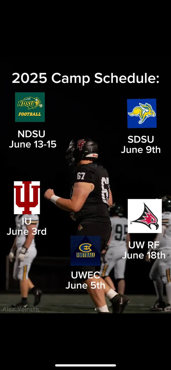 Carson Parker (@carsonparker08) on Twitter photo ‼️COACHES‼️
Here is my 2025 Camp schedule!
Looking forward to competing and getting better!
<a href="/MJ_NFLDraft/">Mark Johnson</a> <a href="/PrepRedzoneWI/">Prep Redzone Wisconsin</a> <a href="/CoachHenning75/">Chad Henning</a> <a href="/WiOLGems/">Wisconsin OL Gems</a> <a href="/OLMafia/">OL MAFIA</a> <a href="/NickGoeser/">Nick Goeser</a> <a href="/CoachSipple/">Mark Sipple</a> <a href="/BrandonLabath/">Brandon Labath</a> <a href="/MaxLongman_/">Max Longman</a> <a href="/CoachJ_USF/">Alex Johnson</a> <a href="/CoachDavis_UMD/">Austan Davis</a> <a href="/CoachTripodi/">Coach Tripodi</a> <a href="/Coach_Bostad/">Coach Bostad</a> <a href="/More2SayPod/">More to Say</a> ‼️COACHES‼️
Here is my 2025 Camp schedule!
Looking forward to competing and getting better!
<a href="/MJ_NFLDraft/">Mark Johnson</a> <a href="/PrepRedzoneWI/">Prep Redzone Wisconsin</a> <a href="/CoachHenning75/">Chad Henning</a> <a href="/WiOLGems/">Wisconsin OL Gems</a> <a href="/OLMafia/">OL MAFIA</a> <a href="/NickGoeser/">Nick Goeser</a> <a href="/CoachSipple/">Mark Sipple</a> <a href="/BrandonLabath/">Brandon Labath</a> <a href="/MaxLongman_/">Max Longman</a> <a href="/CoachJ_USF/">Alex Johnson</a> <a href="/CoachDavis_UMD/">Austan Davis</a> <a href="/CoachTripodi/">Coach Tripodi</a> <a href="/Coach_Bostad/">Coach Bostad</a> <a href="/More2SayPod/">More to Say</a>