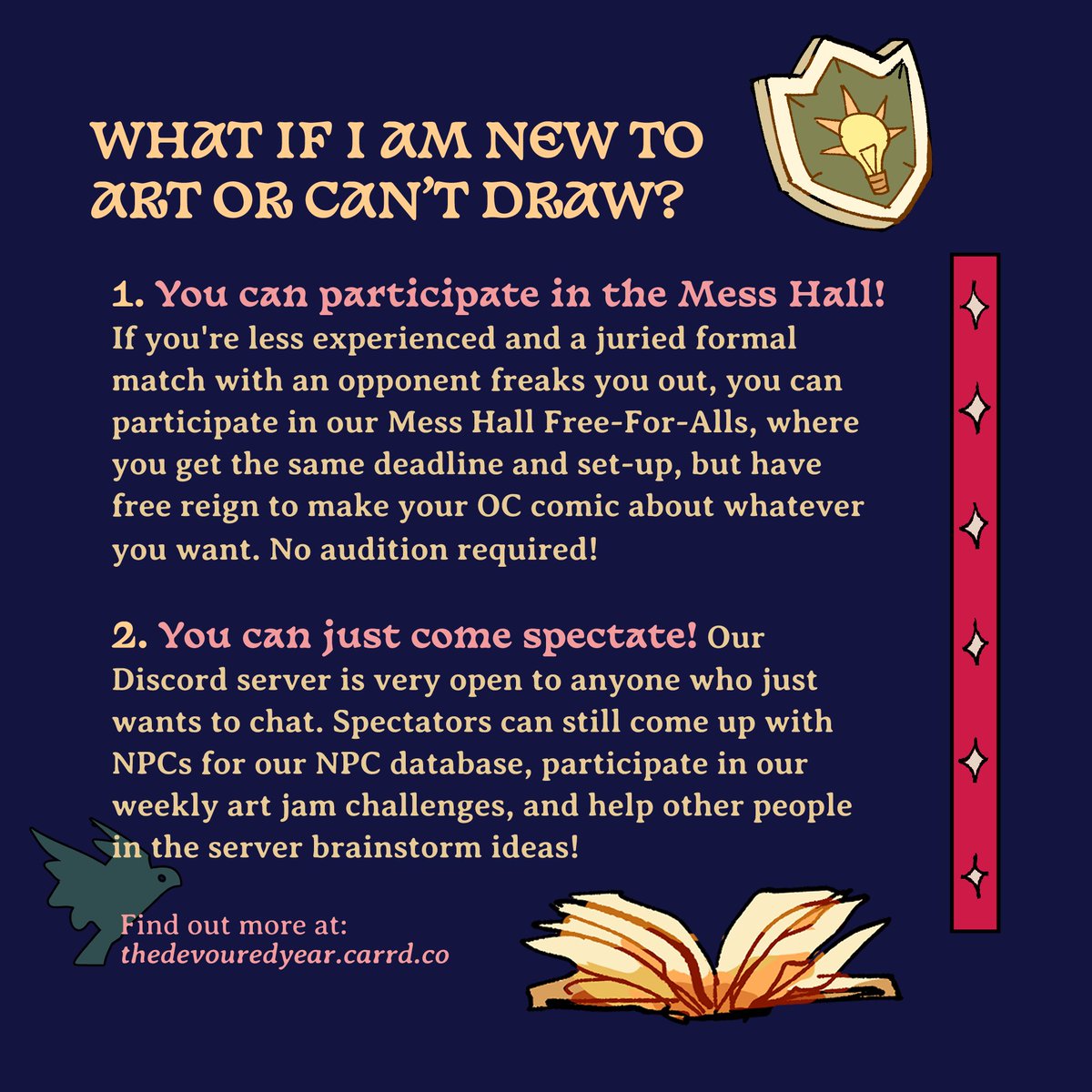 🍴AUDITIONS CLOSE IN 1 WEEK!🍴
The Devoured Year is a collaborative art event set in the world of A Crown of Candy, where artists are challenged to make comics about each other's OCs! #dimension20 #acrownofcandy