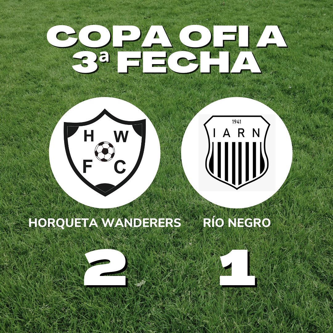 Historia pura la del Horqueta Wanderers
Ganó de atrás y en la hora a Río Negro logrando su primer triunfo en la historia de la Copa OFI A. 
Goles de Tatan Ricca (penal) y Facundo Mihoff