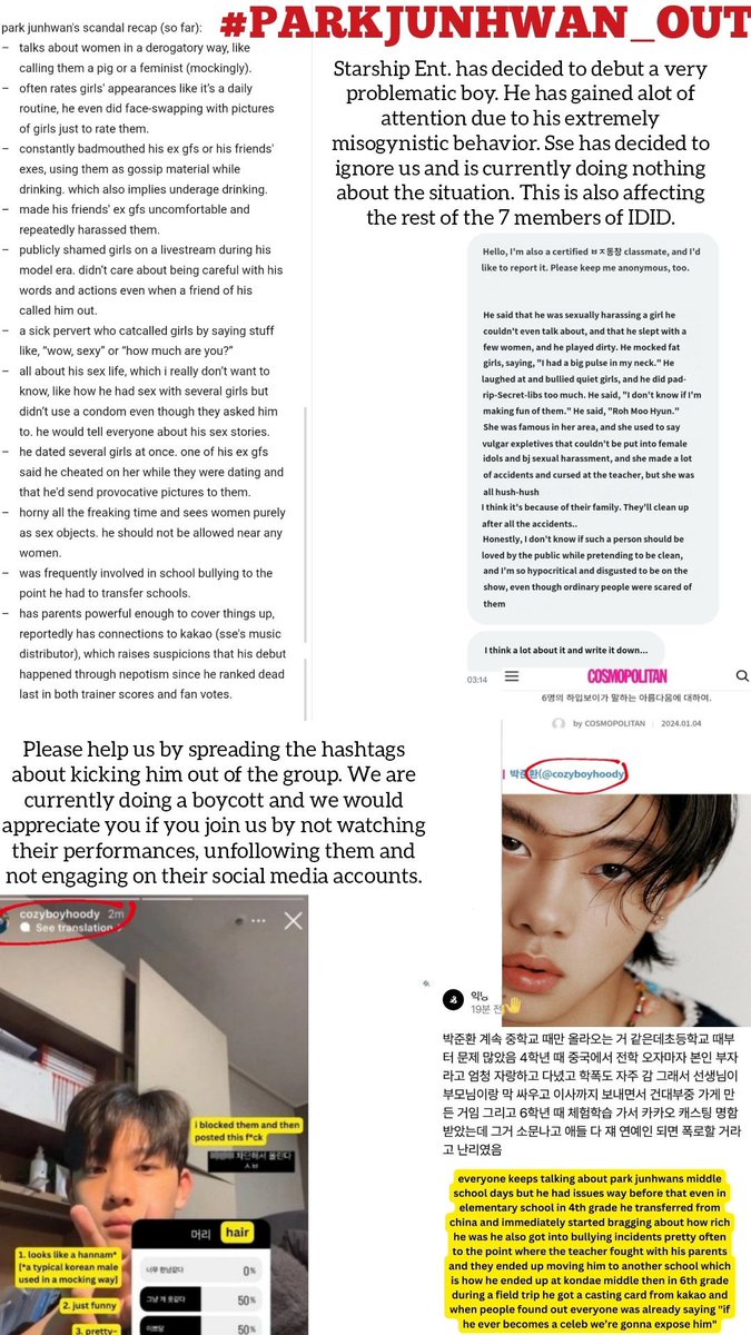 yowinim's tweet photo. guys can you help me to spread this issue about park junhwan from idid, dia bakal debut di new boy group dari starship. as you know guys di starship masih ada beberapa idol cewek yang minor, so please help me to spread this issue
#스타쉽_정신차려
#박준환_탈퇴해
#PARKJUNHWAN_OUT https://t.co/BPlw7V0Y40