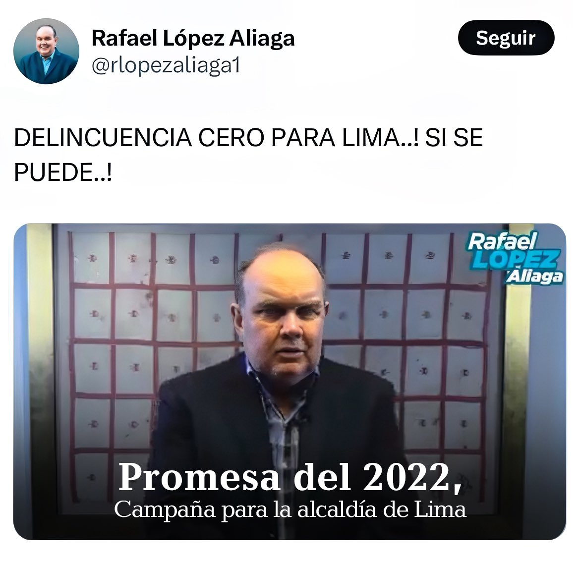 _AguilarVictor's tweet photo. Además de su permanente conflicto con la verdad. López Aliaga demostró con creces que su palabra no tiene valor alguno. Imaginen sus promesas como candidato presidencial después de farsas infames como esta.
RLA deja el cargo mientras Lima Cercado alcanza récord de extorsiones https://t.co/hwLvf9co78