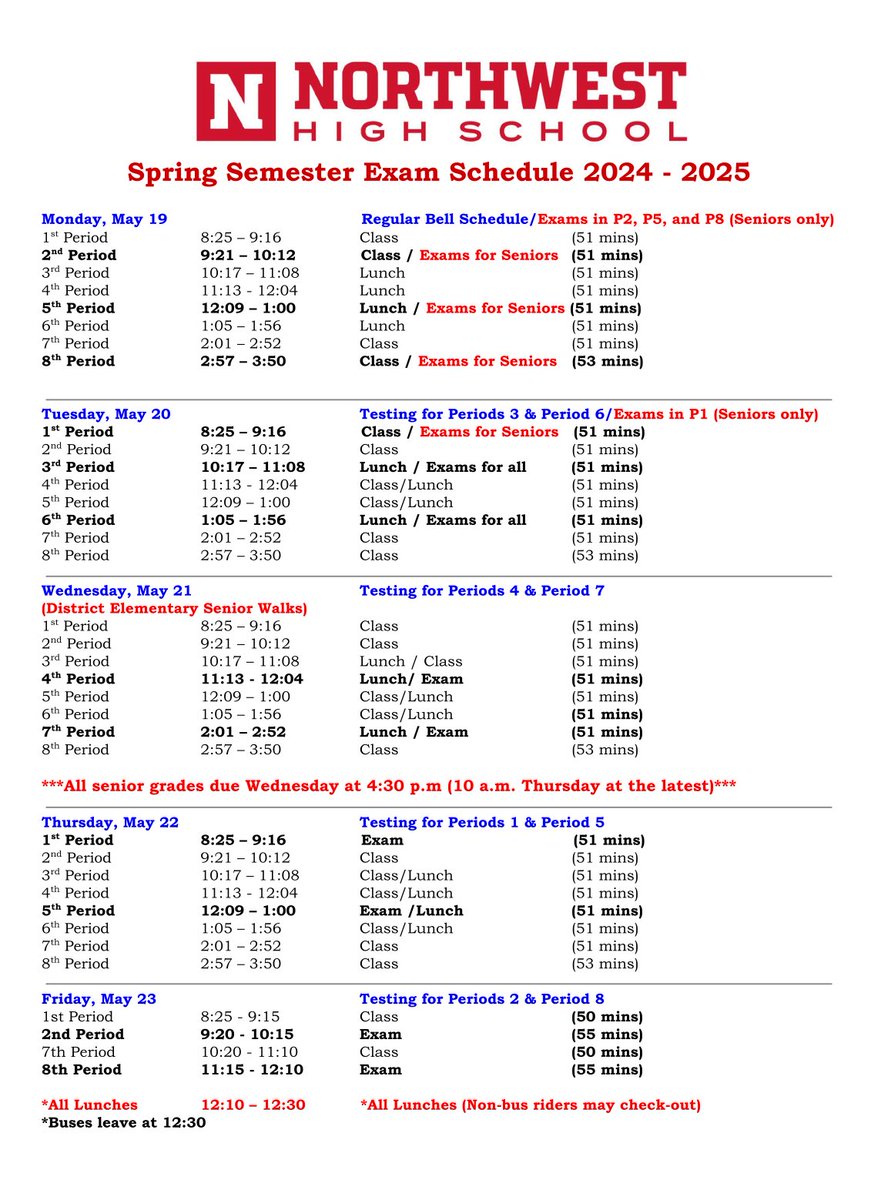 📣 The final week is here! Check out the Spring Semester Exam Schedule. Let’s finish strong, Texans! 💪📚 #TexanPride