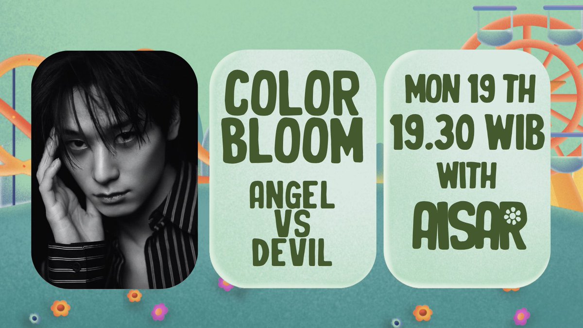 ⠀ ⠀⠀ ⠀ 
⠀ ⠀⠀ ⠀
❲  𐙚  ❳ ⠀⠀ 𝐂𝐎𝐋𝐎𝐑 𝐁𝐋𝐎𝐎𝐌

𝓓ip your evening in shades of joy.
Playtime awaits with AISAR in
Angel vs Devil at 19.30 WIB.

Fill  s.id/absencolorbloom to  paint
your name into the moment!
⠀⠀ ⠀ 
⠀