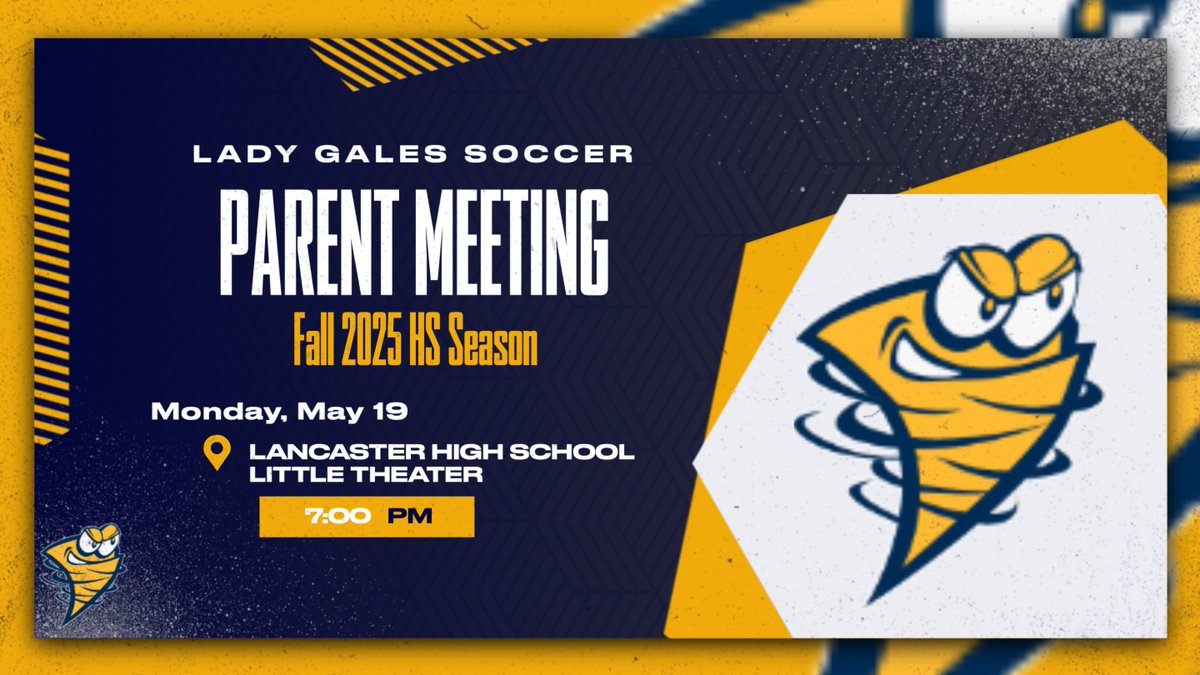 Parent Meeting for Lady Gales Soccer players for the up-coming fall 2025 high school soccer season - players are welcome but do not need to attend.