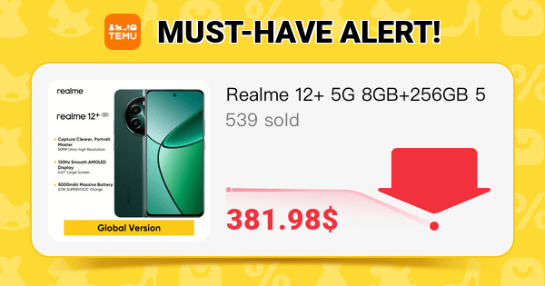 Realme 12+ 5G 8GB+256GB 5G LTE, Global Version, Unlocked Cellphone, Andriod 14 Smartphone, LYT-600 OIS Portrait Camera, Dimensity 7050 5G Chipset, 120Hz Smooth AMOLED Display and 67W Fast Charge, Pioneer Green
🎉 Coupon price[381.98$]
👉 item link: temu.to/k/eiayr9e3y5q